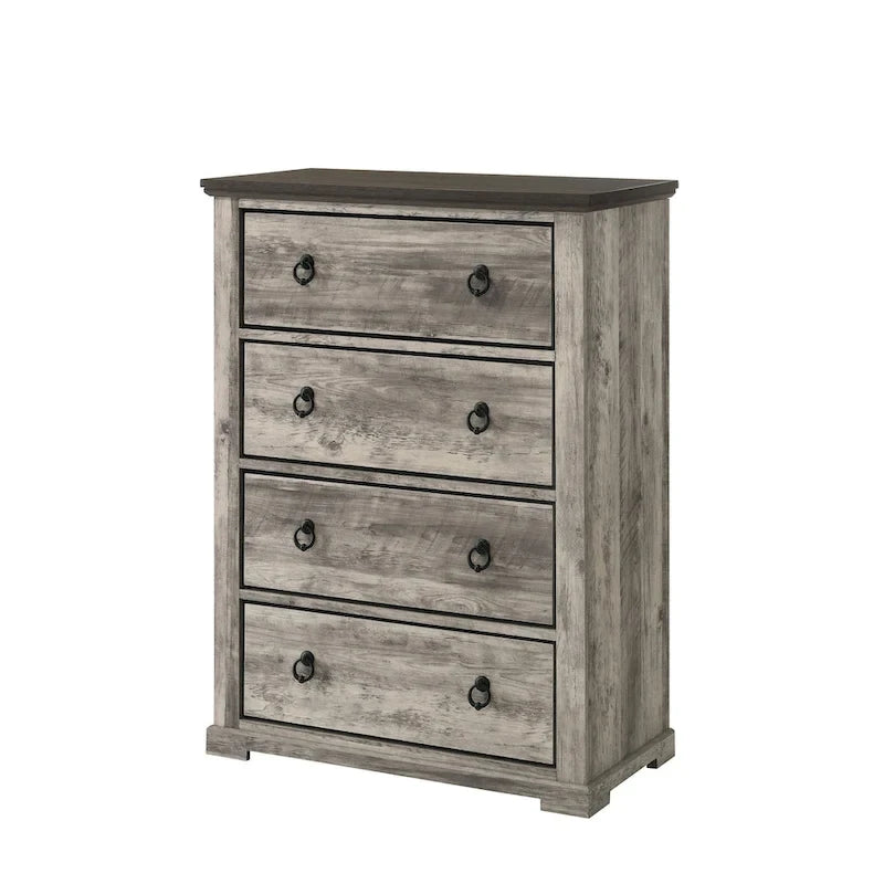 Chambre à coucher Aimon Gray, panneaux rustiques