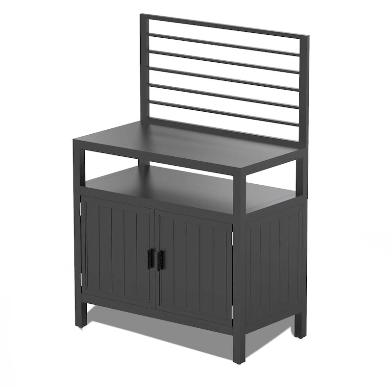 Îlot de rangement de cuisine extérieur en aluminium avec suspension murale, armoire de rangement pour barbecue autoportante