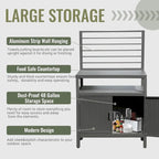 Îlot de rangement de cuisine extérieur en aluminium avec suspension murale, armoire de rangement pour barbecue autoportante