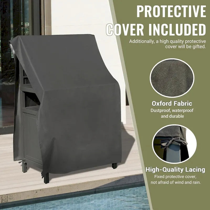 Îlot de rangement de cuisine extérieur en aluminium avec suspension murale, armoire de rangement pour barbecue autoportante