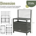 Îlot de rangement de cuisine extérieur en aluminium avec suspension murale, armoire de rangement pour barbecue autoportante