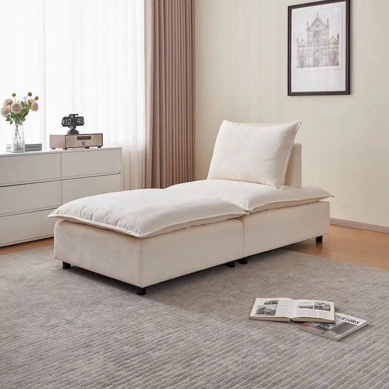 Fauteuil d'appoint sans accoudoirs, canapé simple avec pouf - Design compact, siège peu encombrant pour salon, chambre à coucher