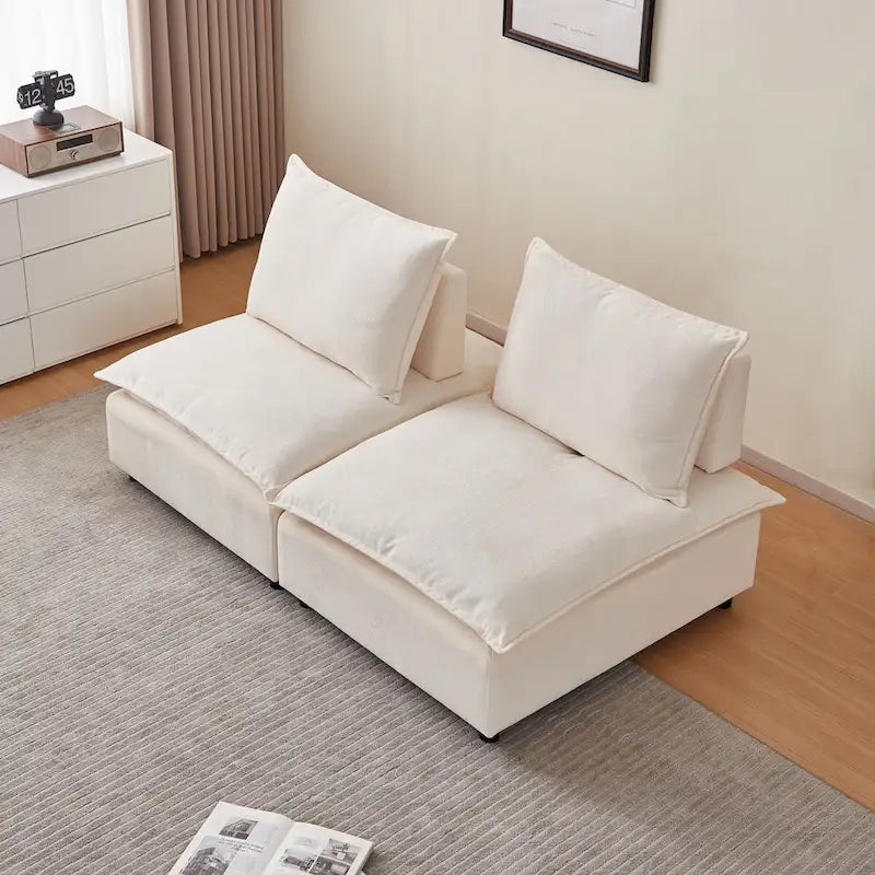 Fauteuil d'appoint sans accoudoirs, canapé simple avec pouf - Design compact, siège peu encombrant pour salon, chambre à coucher