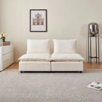 Fauteuil d'appoint sans accoudoirs, canapé simple avec pouf - Design compact, siège peu encombrant pour salon, chambre à coucher