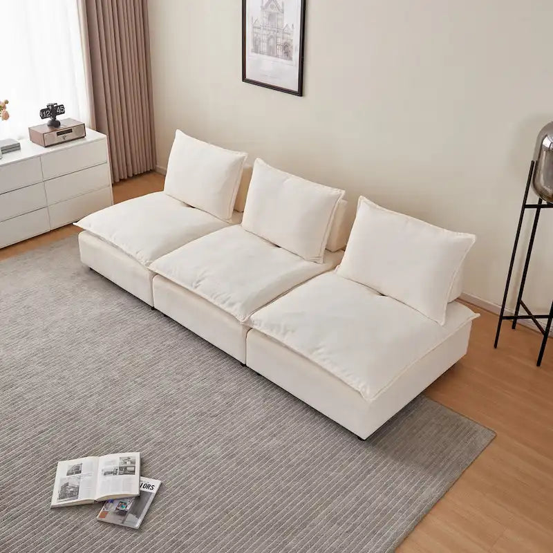Fauteuil d'appoint sans accoudoirs, canapé simple avec pouf - Design compact, siège peu encombrant pour salon, chambre à coucher