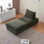 Fauteuil d'appoint sans accoudoirs, canapé simple avec pouf - Design compact, siège peu encombrant pour salon, chambre à coucher