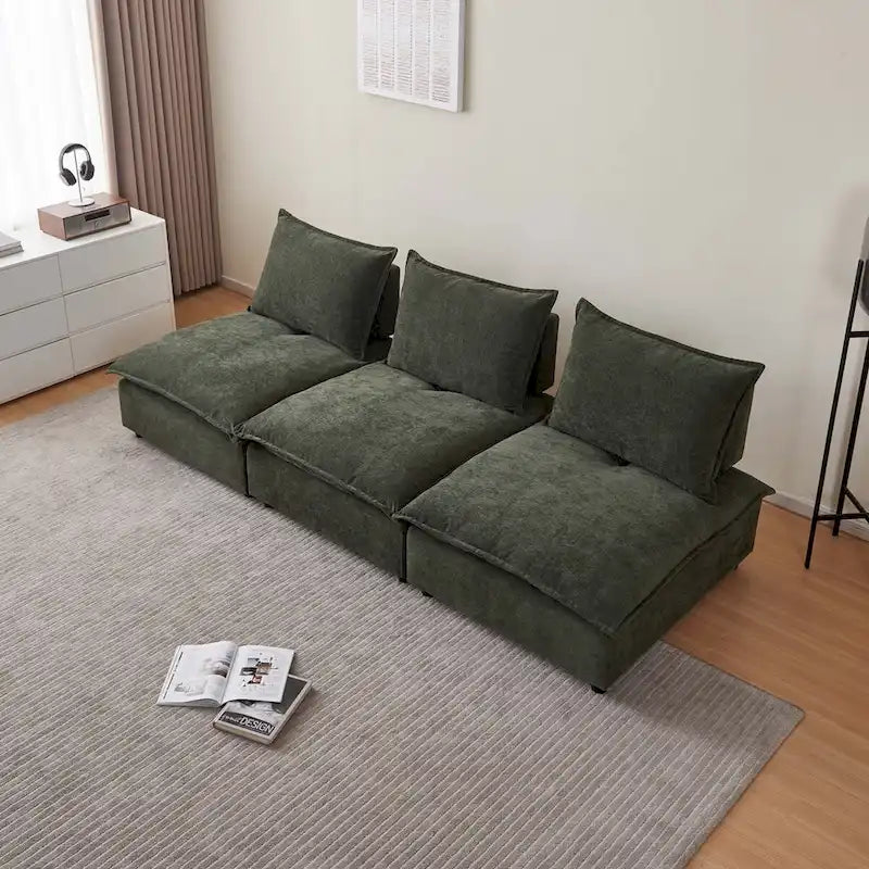 Fauteuil d'appoint sans accoudoirs, canapé simple avec pouf - Design compact, siège peu encombrant pour salon, chambre à coucher