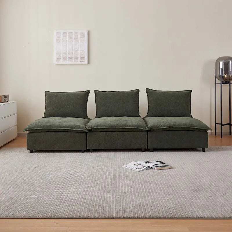 Fauteuil d'appoint sans accoudoirs, canapé simple avec pouf - Design compact, siège peu encombrant pour salon, chambre à coucher