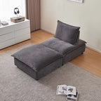 Fauteuil d'appoint sans accoudoirs, canapé simple avec pouf - Design compact, siège peu encombrant pour salon, chambre à coucher