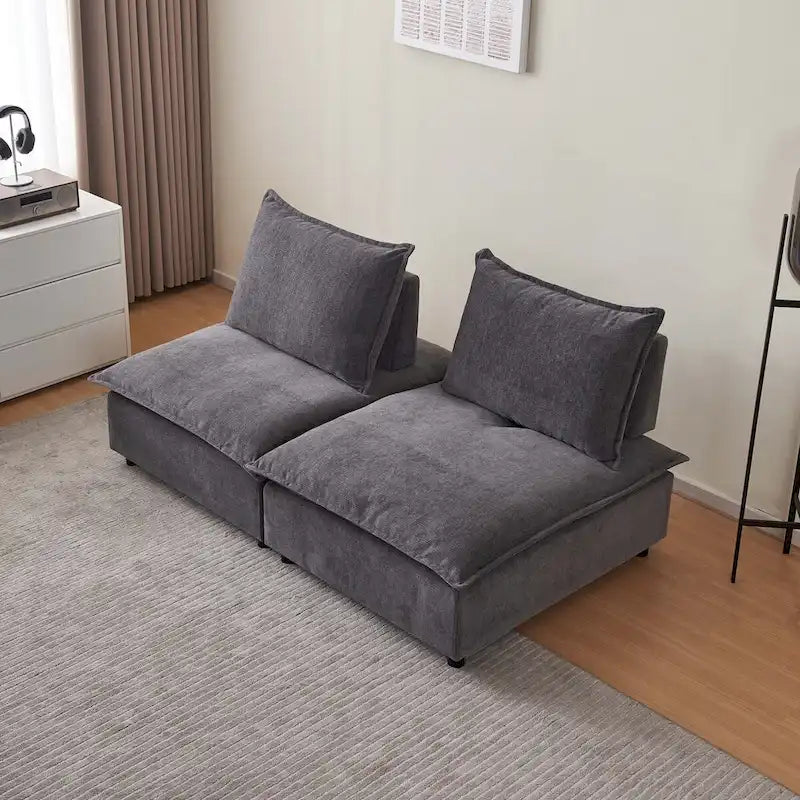 Fauteuil d'appoint sans accoudoirs, canapé simple avec pouf - Design compact, siège peu encombrant pour salon, chambre à coucher