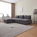 Fauteuil d'appoint sans accoudoirs, canapé simple avec pouf - Design compact, siège peu encombrant pour salon, chambre à coucher