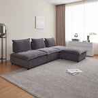 Fauteuil d'appoint sans accoudoirs, canapé simple avec pouf - Design compact, siège peu encombrant pour salon, chambre à coucher