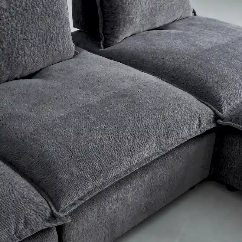 Fauteuil d'appoint sans accoudoirs, canapé simple avec pouf - Design compact, siège peu encombrant pour salon, chambre à coucher