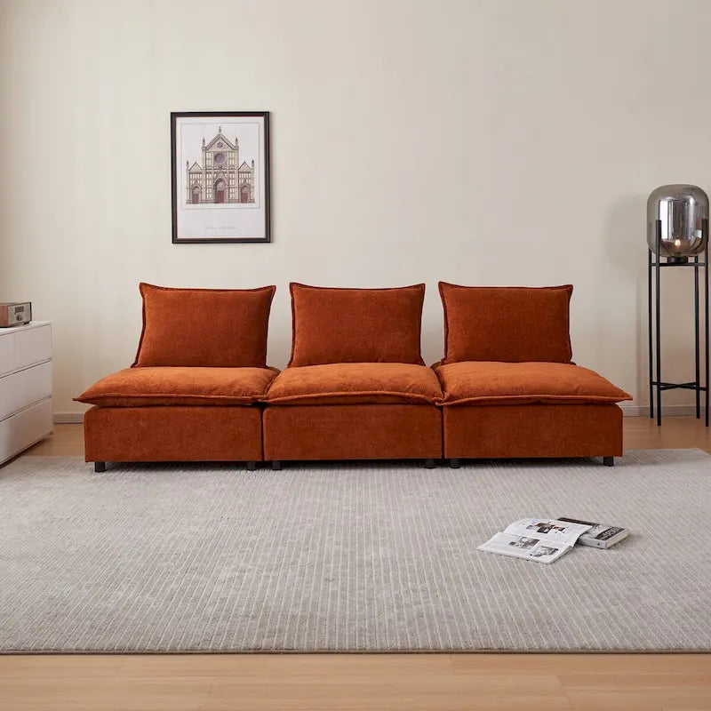 Fauteuil d'appoint sans accoudoirs, canapé simple avec pouf - Design compact, siège peu encombrant pour salon, chambre à coucher
