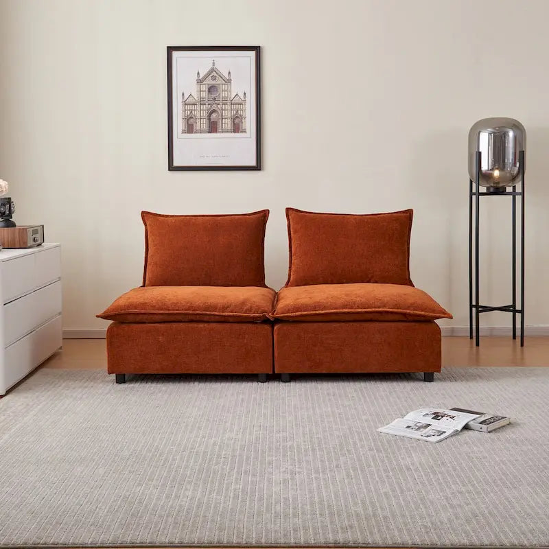 Fauteuil d'appoint sans accoudoirs, canapé simple avec pouf - Design compact, siège peu encombrant pour salon, chambre à coucher