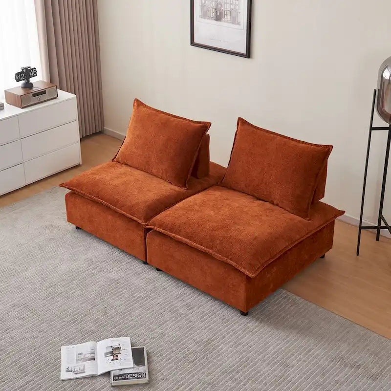 Fauteuil d'appoint sans accoudoirs, canapé simple avec pouf - Design compact, siège peu encombrant pour salon, chambre à coucher