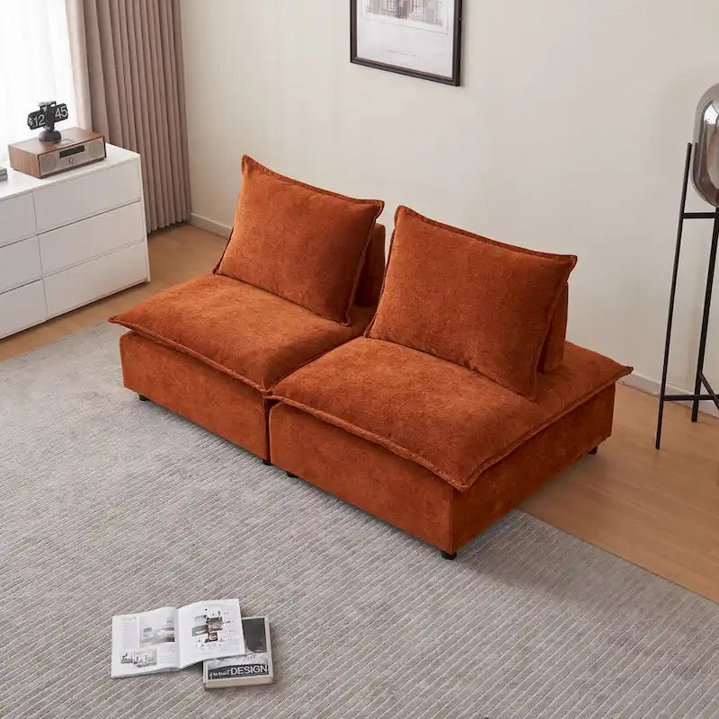 Fauteuil d'appoint sans accoudoirs, canapé simple avec pouf - Design compact, siège peu encombrant pour salon, chambre à coucher