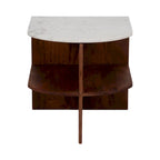Table d'appoint mi-ronde moderne en bois/marbre marron neutre 20