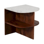 Table d'appoint mi-ronde moderne en bois/marbre marron neutre 20