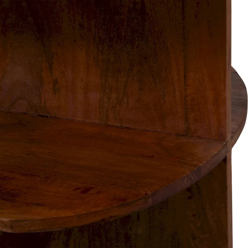 Table d'appoint mi-ronde moderne en bois/marbre marron neutre 20