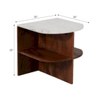 Table d'appoint mi-ronde moderne en bois/marbre marron neutre 20