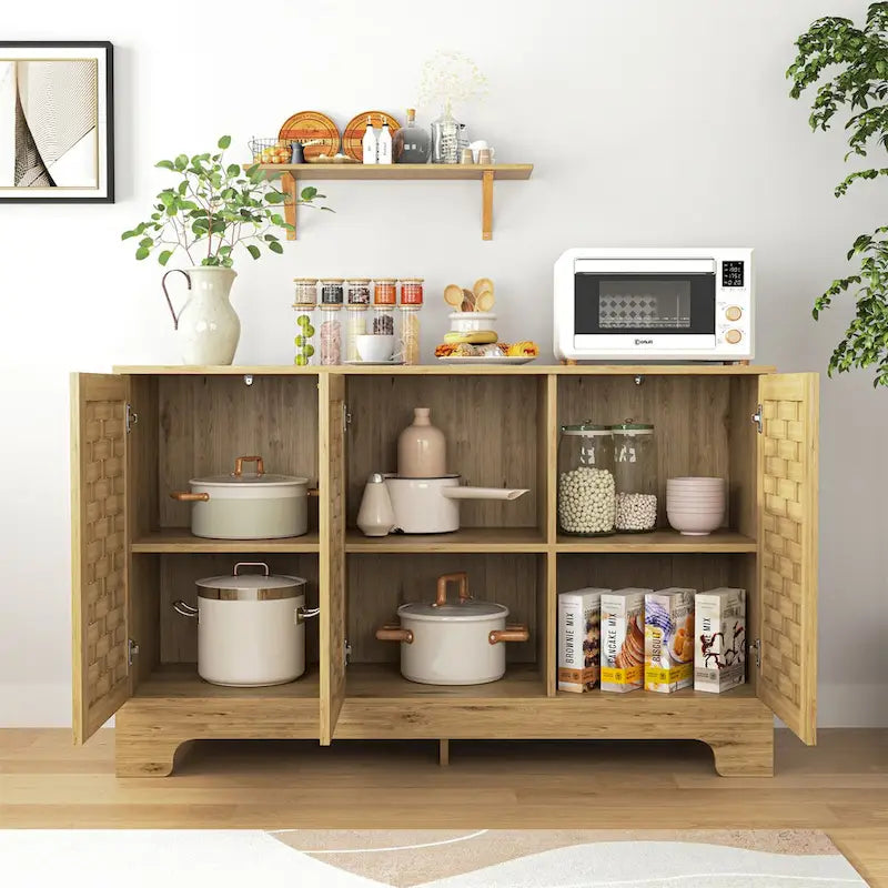 Buffet de salle à manger en bois avec étagère réglable