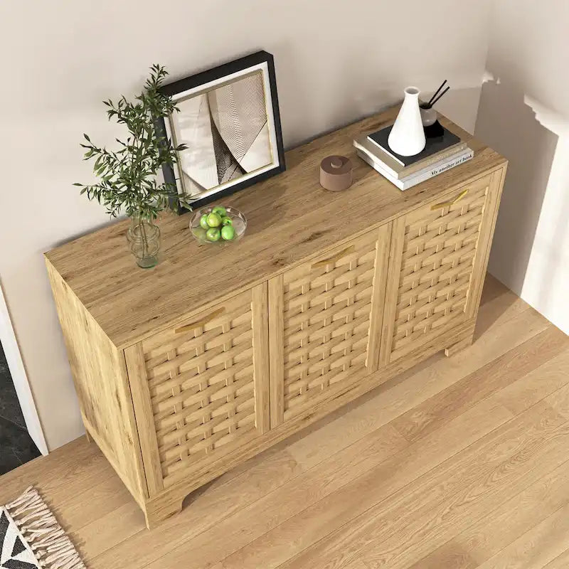 Buffet de salle à manger en bois avec étagère réglable
