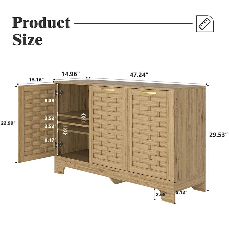 Buffet de salle à manger en bois avec étagère réglable
