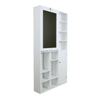 Table de bureau pliable avec grand meuble de rangement et étagères inférieures, bureau d'ordinateur, blanc