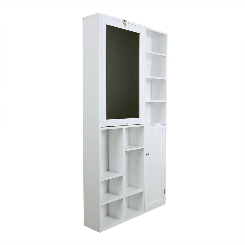 Table de bureau pliable avec grand meuble de rangement et étagères inférieures, bureau d'ordinateur, blanc