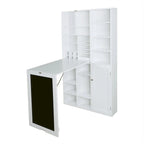 Table de bureau pliable avec grand meuble de rangement et étagères inférieures, bureau d'ordinateur, blanc