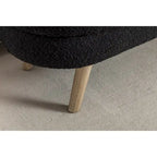 Banc de rangement en tissu bouclé avec pieds en bois pour salon, chambre, intérieur, noir