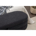 Banc de rangement en tissu bouclé avec pieds en bois pour salon, chambre, intérieur, noir
