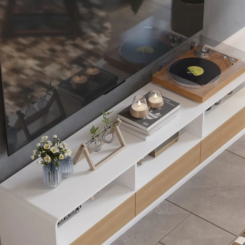 Meuble TV tiroir innovant à rebond : une fusion de fonction et de style - 70,9