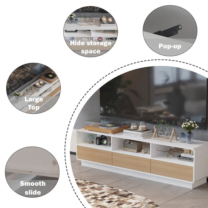 Meuble TV tiroir innovant à rebond : une fusion de fonction et de style - 70,9