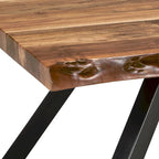 Table Basse Isla 54 Pouces, Plateau en Bois d'Acacia, Bord Naturel, Marron Foncé