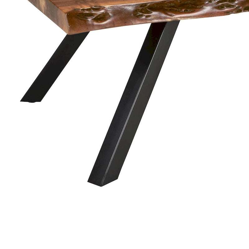 Table Basse Isla 54 Pouces, Plateau en Bois d'Acacia, Bord Naturel, Marron Foncé