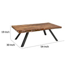 Table Basse Isla 54 Pouces, Plateau en Bois d'Acacia, Bord Naturel, Marron Foncé