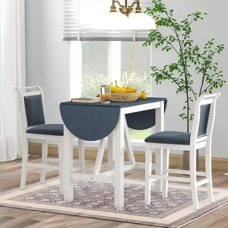3-Piece Wood Counter Height Drop Leaf Dining Table Set