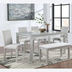 Wooden Dining Rectangular Table with Bench and 4 Chairs