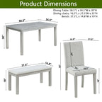 Table à manger rectangulaire en bois avec banc et 4 chaises