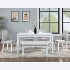 Table à manger rectangulaire en bois avec banc et 4 chaises