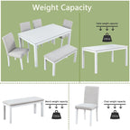 Table à manger rectangulaire en bois avec banc et 4 chaises