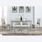 Table à manger rectangulaire en bois avec banc et 4 chaises