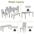 Table à manger rectangulaire en bois avec banc et 4 chaises
