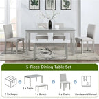 Table à manger rectangulaire en bois avec banc et 4 chaises