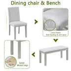 Table à manger rectangulaire en bois avec banc et 4 chaises